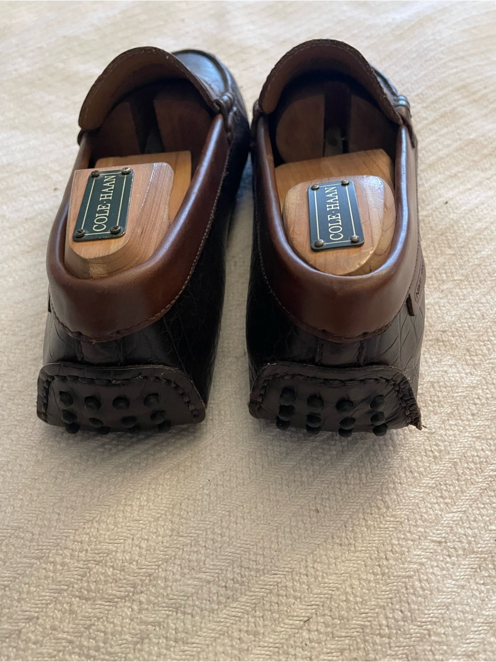 Cole Haan Dark Brown Croc-Embossed Leather Penny Loafers - Picture 3 of 7